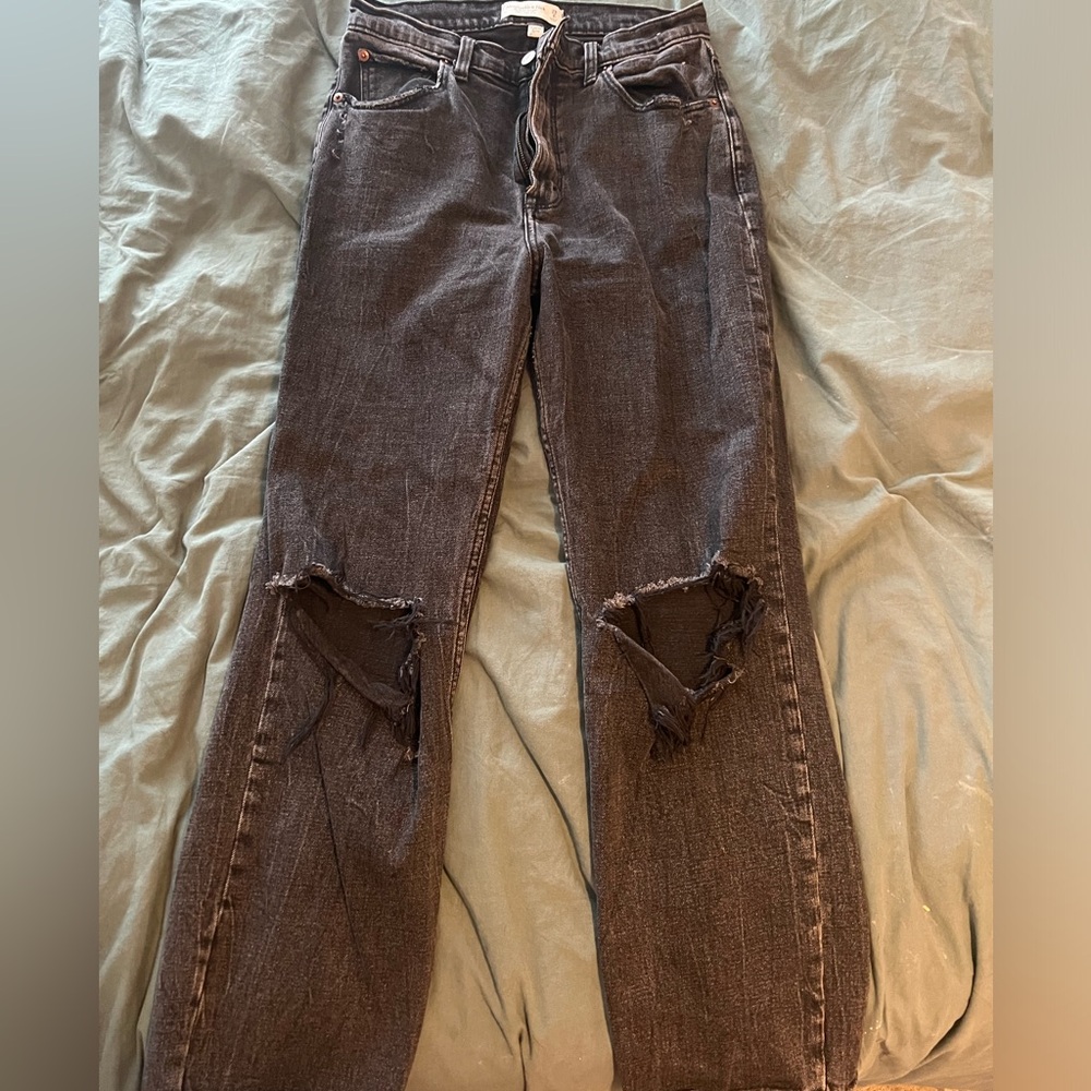 Abercrombie curve love black jeans, distressed with ripped knees Good condition